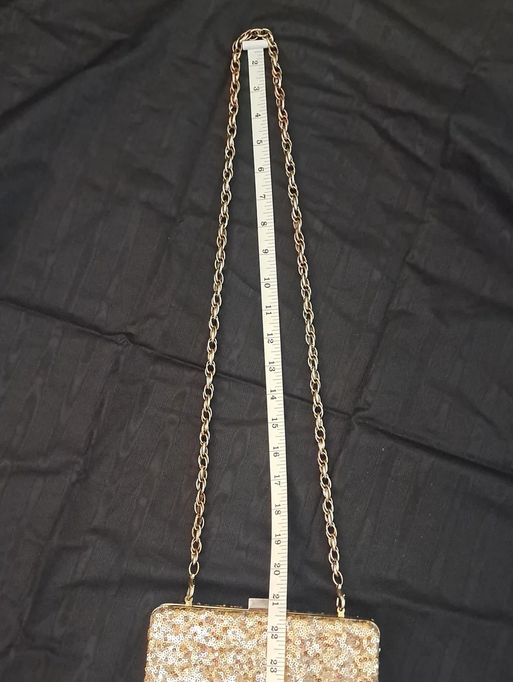 White House Black Market Sequin Chain Evening Clutch - Rose Gold